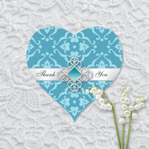 Lily Damask Wedding Danke Hochzeit Herz-Aufkleber