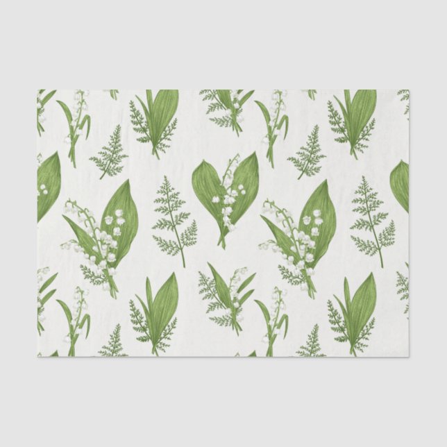 Lily der Valley Blume und Blätter Botanische Seidenpapier (Vorderseite)