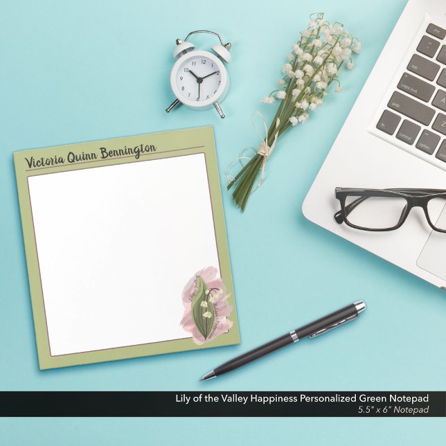 Lily des Tales Glück Personalisiert Grün Notizblock (Lily of the Valley: A Return to Happiness Personalized Green Notepad)