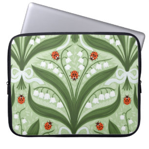 Lily des Tals und ladybugs Symmetrie in grün, Laptopschutzhülle