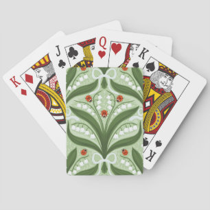 Lily des Tals und ladybugs Symmetrie in grün, Spielkarten