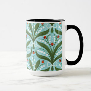Lily des Tals und ladybugs Symmetrie in grün, Tasse