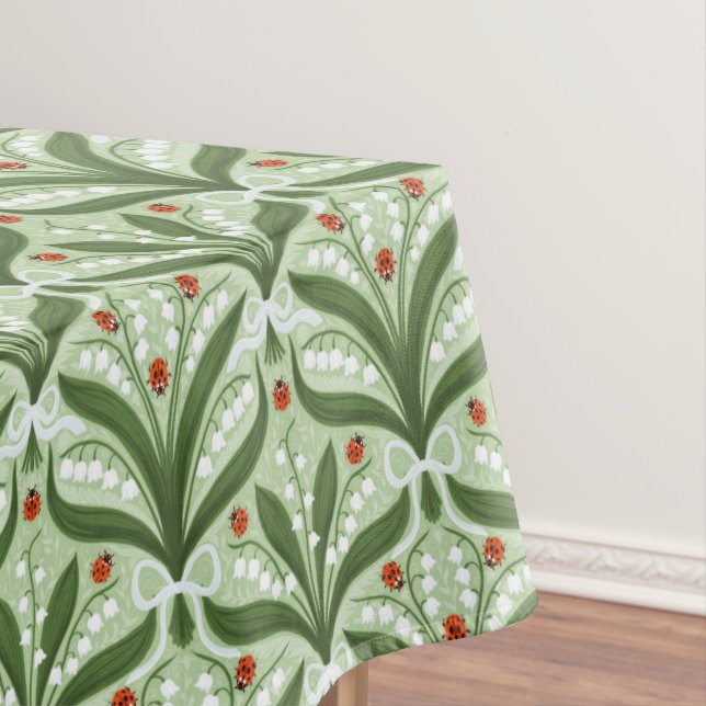 Lily des Tals und ladybugs Symmetrie in grün, Tischdecke (Beispiel)