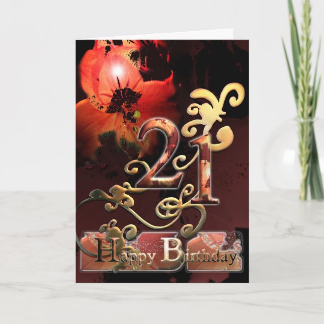 Lily Dream flower Happy 21 Anniversaire carte (Devant)