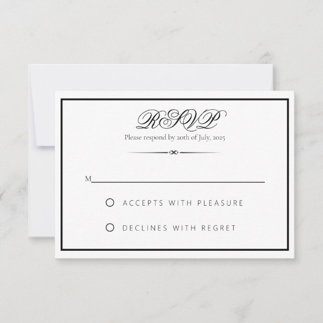 Lily - Elegante monochrome UAWG Response Card RSVP Karte (Vorderseite)