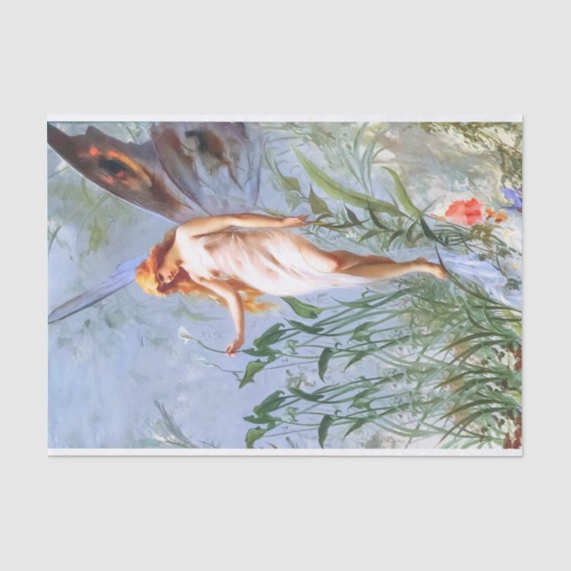 Lily Fairy (1888) von Luis Falero Berühmtes Gemäld Seidenpapier (Vorderseite)