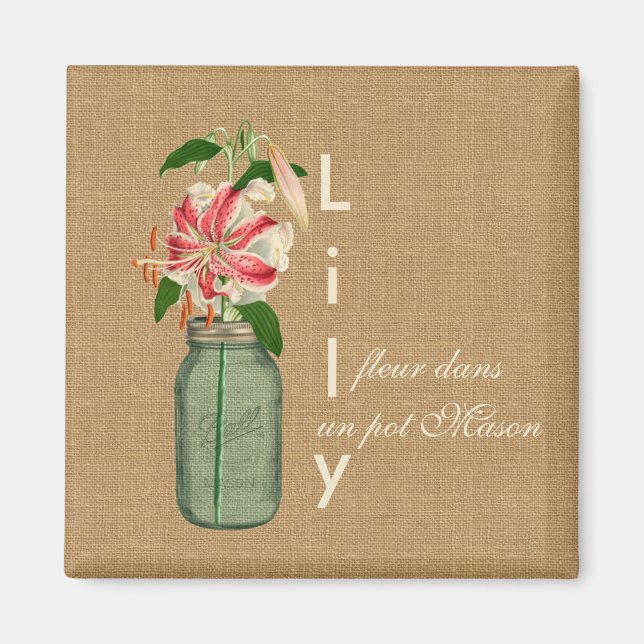 Lily flehe dans un pot Mason Magnet (Vorne)