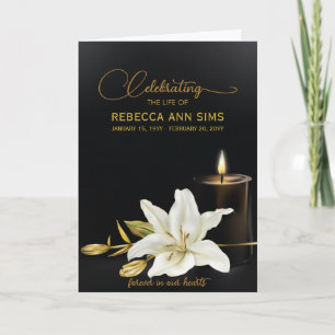Lily Floral Black and Gold Beerdigung Programm