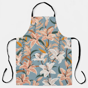 Lily Floral Blaue Vintage-Druck Schürze