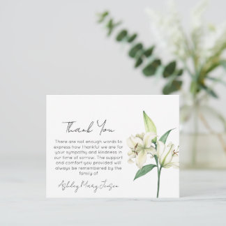 Lily Funeral Thank You Card Bereavement Dankeskarte