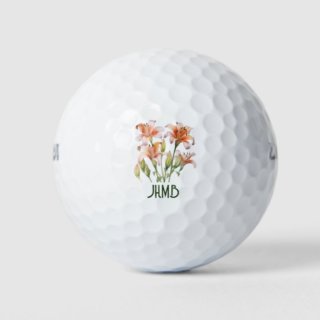 Lily Garden Flower Monogram Art Golfball (Vorderseite)