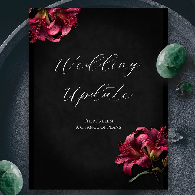 Lily Gothic Wedding Postponement Stornierung Postkarte (Lilly Gothic Wedding Update Wedding Cancellation Postcard)