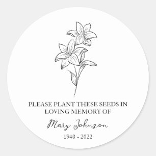 Lily Memorial Funerty Seed Packet Runder Aufkleber