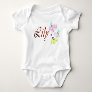 Lily, Name, Logo, Mit Kätzchen, Baby Strampler