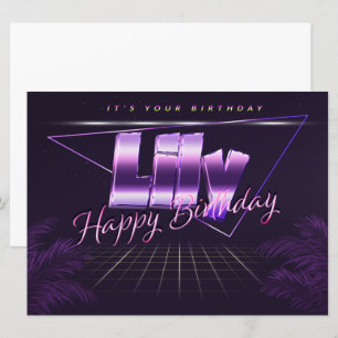 Lily Nom Prénom lila retro Carte Anniversaire