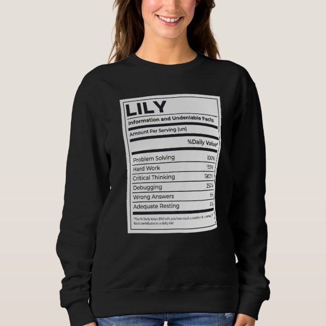 Lily Nutrition Information Problem lösen Sweatshirt (Vorderseite)