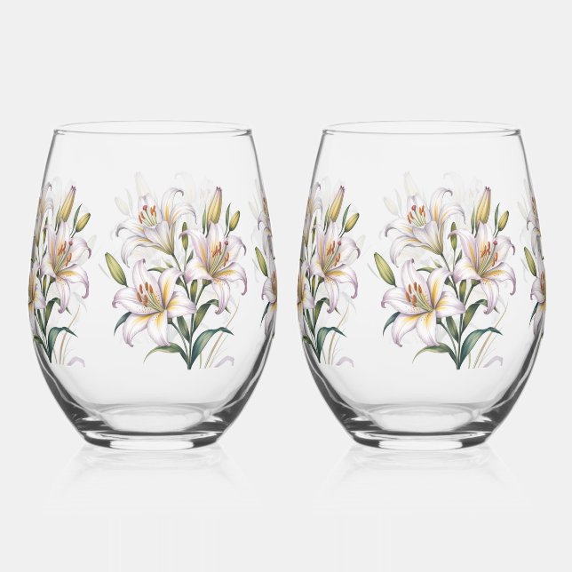Lily of Love Wedding Weinglas Ohne Stiel (Vorderseite)