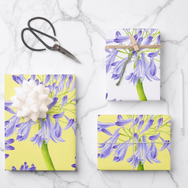 Lily of the Nile on Wrapping Paper Set Geschenkpapier Set (Vorderseite)