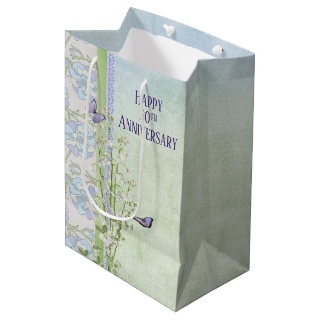 Lily of the Valley 50 Jahre Jubiläum Mittlere Geschenktüte (Vorderseite Schrägansicht)