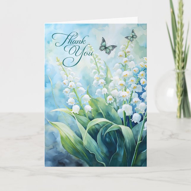 Lily of the Valley and Butterflies Dankeskarte (Vorderseite)