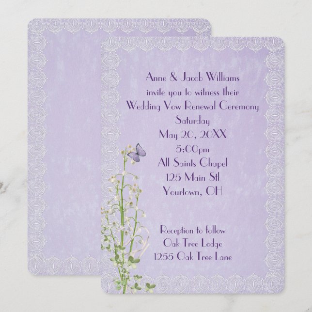 Lily of the Valley and Wedding Lace Einladung (Vorne/Hinten)