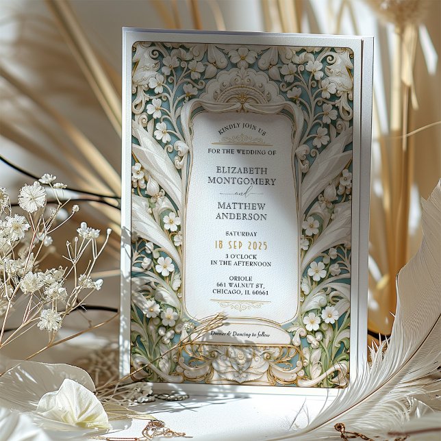 Lily of the Valley Art Nouveau Wedding Einladung (Von Creator hochgeladen)