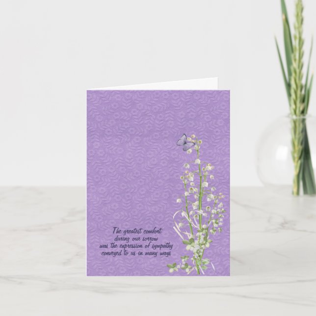Lily of the Valley Beileid vielen Dank Karte (Vorderseite)