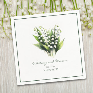Lily of the Valley Blume Custom Wedding Cocktail Serviette