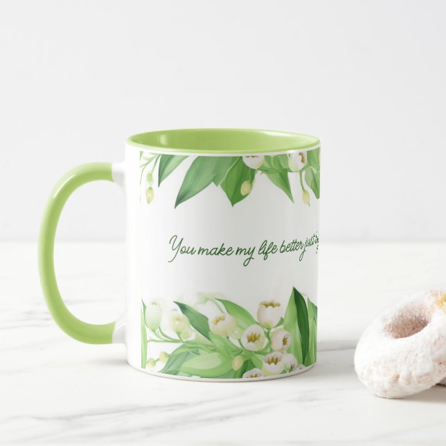 Lily of the Valley Blume | Geschenk für Mama | Tasse (Mit Donut)