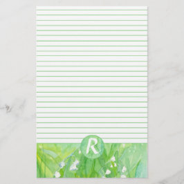 Lily of the Valley Blume Monogram Lined Briefpapier