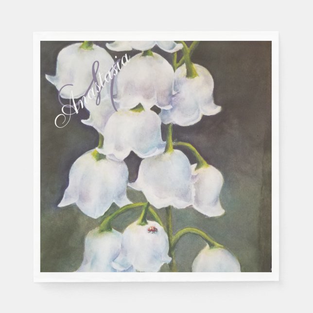 LILY OF THE VALLEY BLUME MONOGRAM PARTY SERVIETTE (Vorderseite)