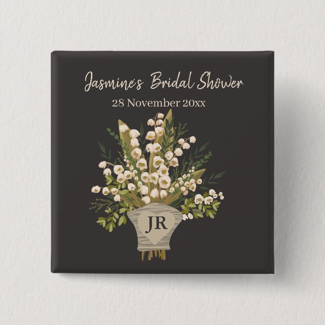 Lily of the Valley Bouquet Brautparty Button (Vorderseite)