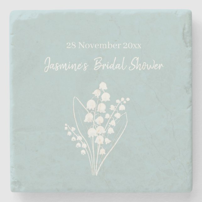 Lily of the Valley Bouquet Brautparty Steinuntersetzer (Vorderseite)