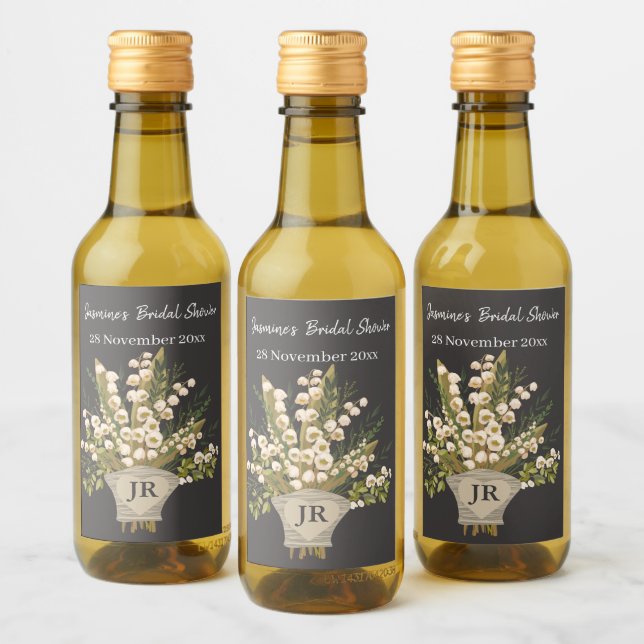 Lily of the Valley Bouquet Brautparty Weinetikett (Flaschen)