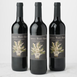 Lily of the Valley Bouquet Brautparty Weinetikett