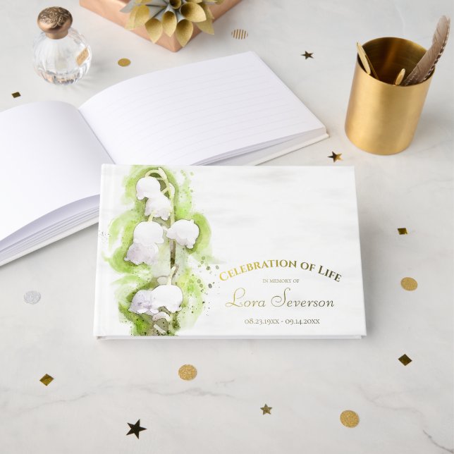 Lily of the Valley Celebration of Life Memorial Gästebuch (Vorderseite Offen)