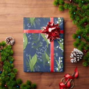 Lily of the Valley Dark Blue Background Geschenkpapier