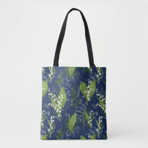 Lily of the Valley Dark Blue Background Tasche