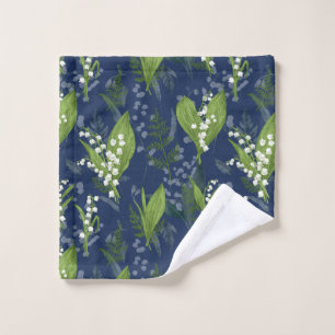 Lily of the Valley Dark Blue Background Waschlappen