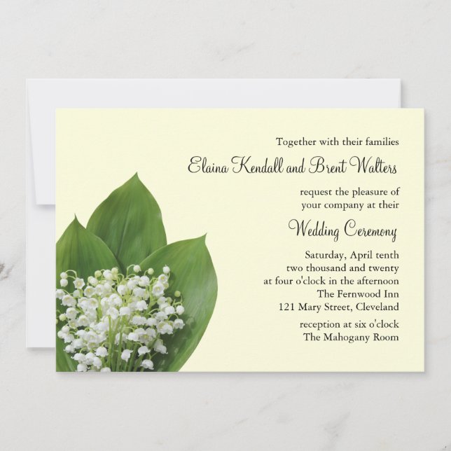 Lily of the Valley Faire-part de mariage (ivoire) (Devant)
