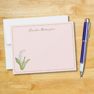 Lily of the Valley Floral Botanical Girly Pink Mitteilungskarte