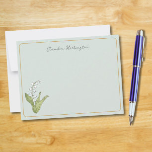Lily of the Valley Floral Botanical Sage Green Mitteilungskarte