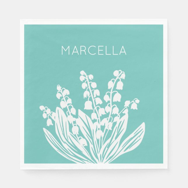 Lily of the Valley Floral Bouquet Individuelle Nam Serviette (Vorderseite)