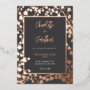 Lily of the Valley Floral Garden Wedding Gold Folieneinladung