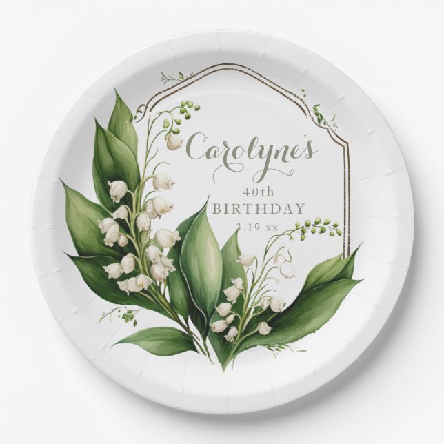Lily of the Valley Floral Geburtstag Pappteller (Vorderseite)