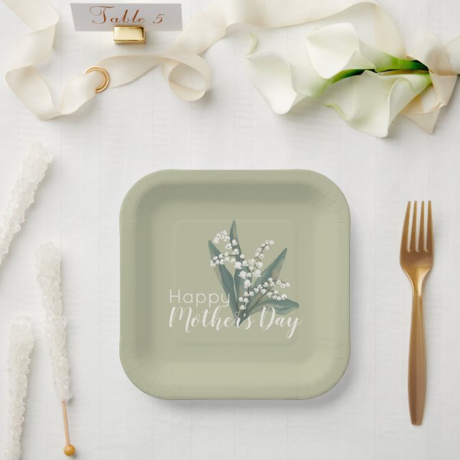 Lily of the Valley Floral Happy Mother Day Pappteller (Hochzeit)