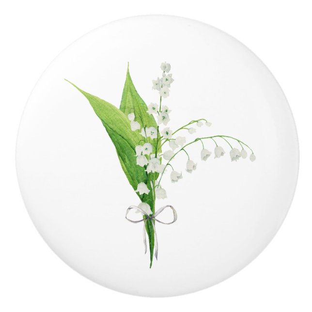 Lily of the Valley Floral Möbel Keramikknauf (Vorderseite)
