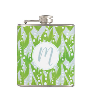 Lily of the Valley Floral Pattern Flachmann