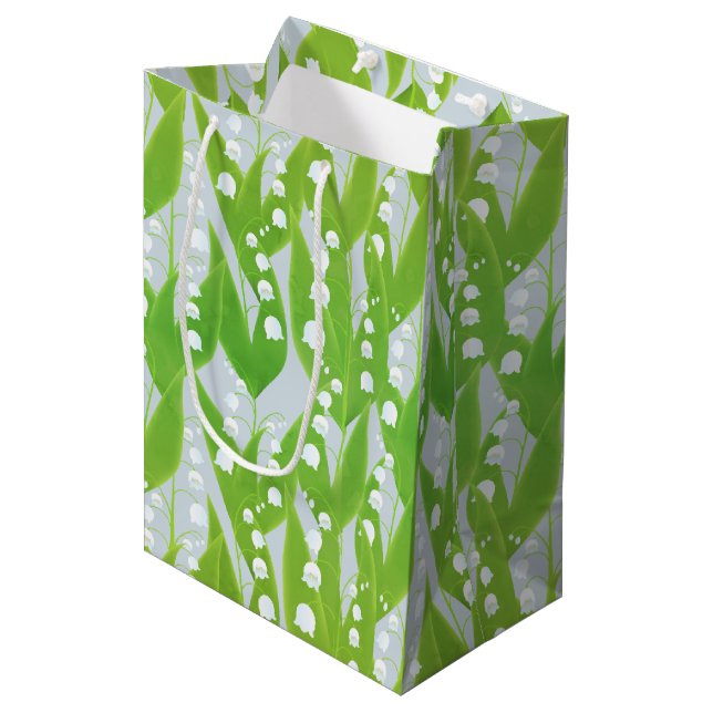 Lily of the Valley Floral Pattern Mittlere Geschenktüte (Vorderseite Schrägansicht)