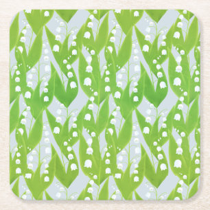 Lily of the Valley Floral Pattern Rechteckiger Pappuntersetzer